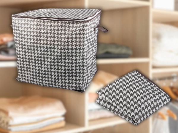 POJEMNIK DO SZAFY ORGANIZER TKANINOWY NA POŚCIEL UBRANIA SKŁADANY 100L