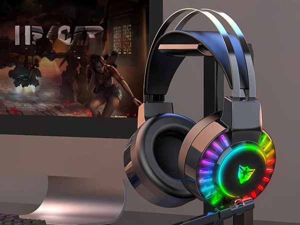 SŁUCHAWKI GAMINGOWE 7.1 RGB PRZEWODOWE NAUSZNE DLA GRACZY LED Z MIKROFONEM