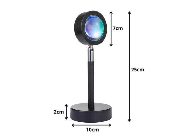 Projektor lampka zachód wschód imitacja słońca metalowa led rgb usb + pilot