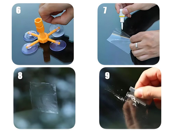 Zestaw naprawczy do naprawy szyby samochodowej odpryski pęknięcia klej szyb