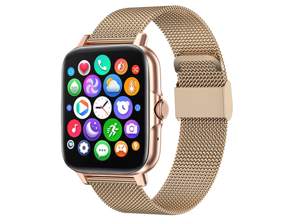 Smartwatch zegarek damski męski gumowy pasek sport bluetooth rozmowy złoty