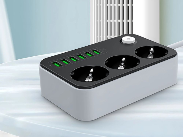Przedłużacz listwa zasilająca sieciowa 3 gniazda 250v 2m 6x usb ładowarka