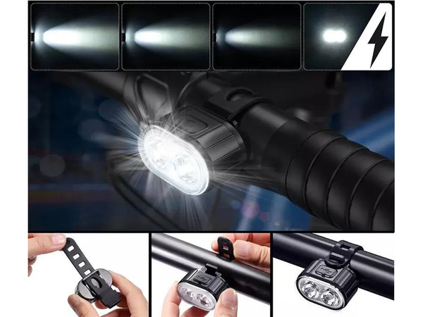 Lampka rowerowa światło przód tył led na rower kierownicę mocna usb jasna