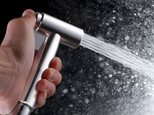 Słuchawka bidetowa z przyciskiem ciśnieniowa metalowa do toalety bidetu