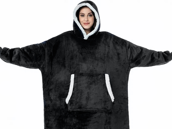 Ciepła bluza koc oversize xxl 2w1 gruba futrzak miękka z kapturem szlafrok