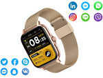 Smartwatch zegarek damski męski gumowy pasek sport bluetooth rozmowy złoty