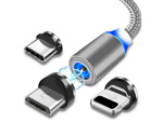 Kabel magnetyczny przwód do ładowania 3w1 micro typ-c usb lightning 1m