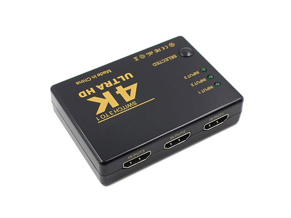 Switch rozdzielacz 3x do 1 hdmi 4k uhd + pilot ir