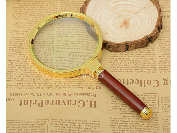 Lupa ręczna klasyczna 80mm złota szkło elegancka