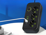 Przedłużacz listwa zasilająca sieciowa 3 gniazda 250v 2m 4x usb 1x ucb-c
