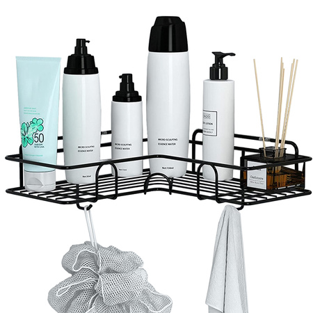 Półka łazienkowa do łazenki pod prysznic narożna loft wisząca haczyk czarna