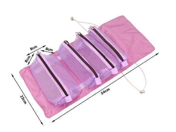 Kosmetyczka turystyczna podróżna roll funkcjonalna suwak 4 w 1 na kosmetyki