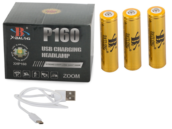 Latarka czołowa bailong led xhp160 powerbank zoom