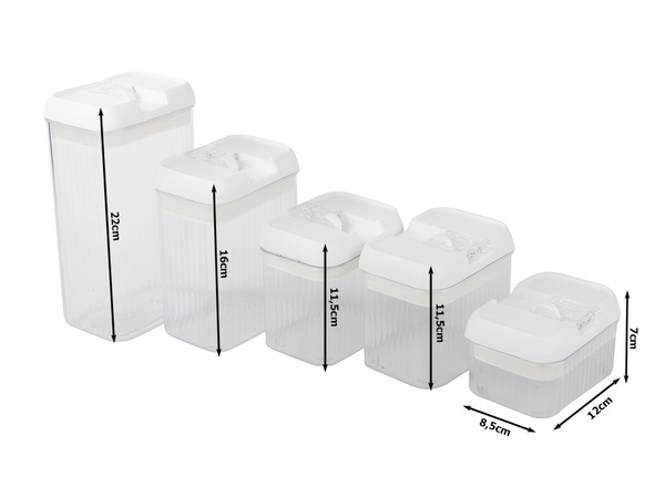 Pojemniki kuchenne na żywność do makaronu pojemnik z uszczelką zestaw 5 szt