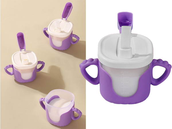 Kubek niekapek dla dziecka do picia silikonowe uchwyty 300ml ze słomką