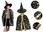 Strój przebranie kostium czarodziej czarodzieja halloween peleryna kapelusz