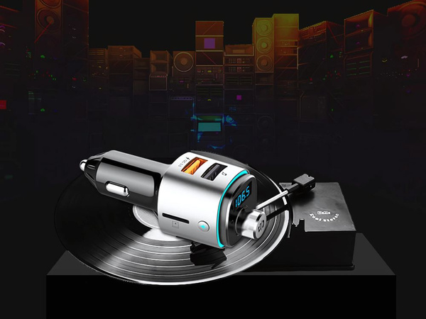 Transmiter bluetooth fm ładowarka samochodowa szybka 2x usb podświetlenie