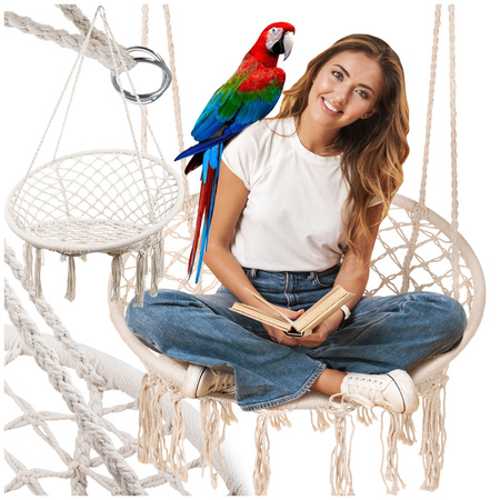 Huśtawka ogrodowa bocianie gniazdo fotel wiszący krzesło boho 80cm