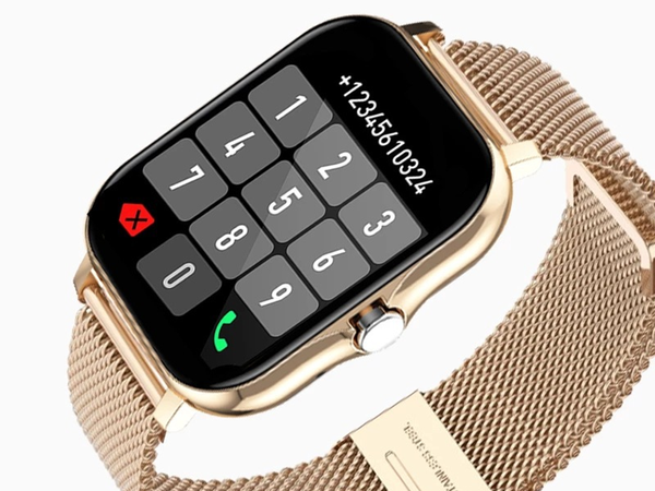 Smartwatch zegarek damski męski gumowy pasek sport bluetooth rozmowy złoty