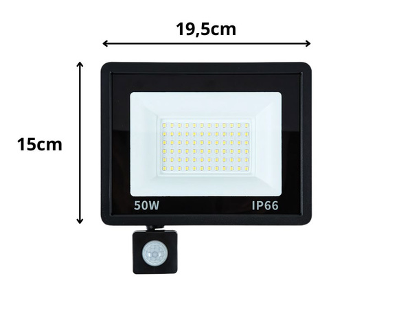 Halogen naświetlacz reflektor led 50w 6000k z czujnik ruchu zmierzchu ip66