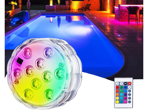 Lampa basenowa podwodna światła 10 led pilot rgb ip68 wodoodporna do basenu