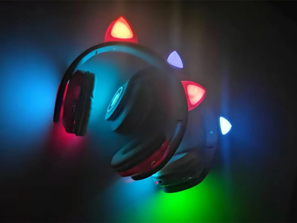 Słuchawki bezprzewodowe bluetooth radio fm mp3 kocie uszy podświetlenie led