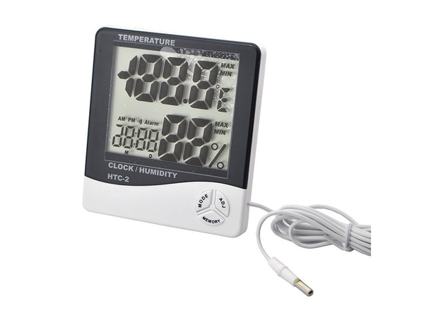 Termometr cyfrowy lcd wew. zewnętrzny data alarm