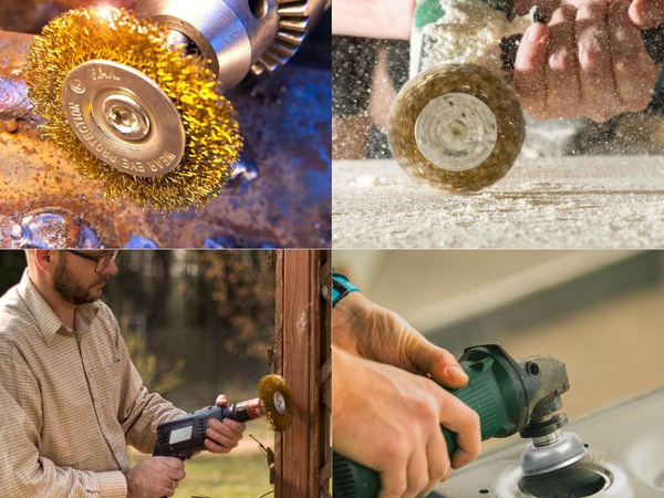 Szczotki druciane z mosiądzu na wkrętarkę zestaw 5 sztuk różne rozmary