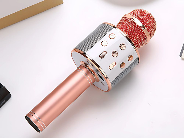 Mikrofon bezprzewodowy bluetooth głośnik karaoke okrągły z etui różne tryby