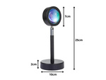 Projektor lampka zachód wschód imitacja słońca metalowa led rgb usb + pilot