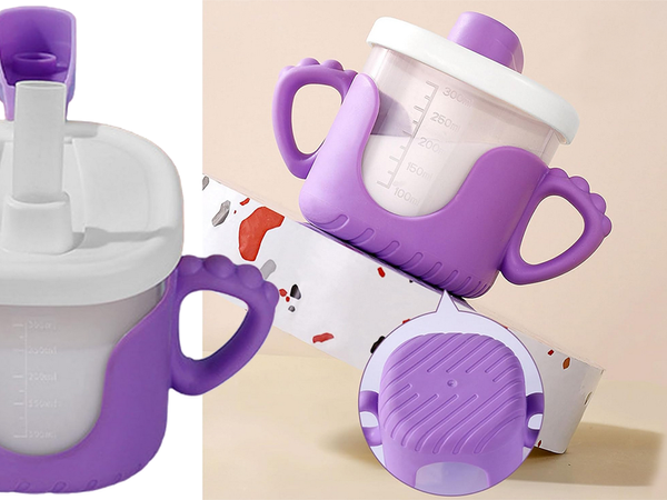 Kubek niekapek dla dziecka do picia silikonowe uchwyty 300ml ze słomką