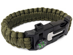 BRANSOLETKA SURVIVAL OPASKA 5W1 KOMPAS KRZESIWO LINKA OSTRZE LINKA PARACORD
