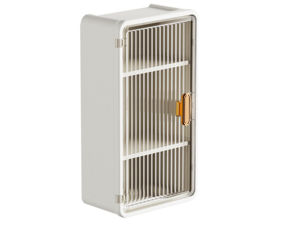 Półka łazienkowa naścienna wisząca 3 poziomy drzwiczki otwór na chusteczki