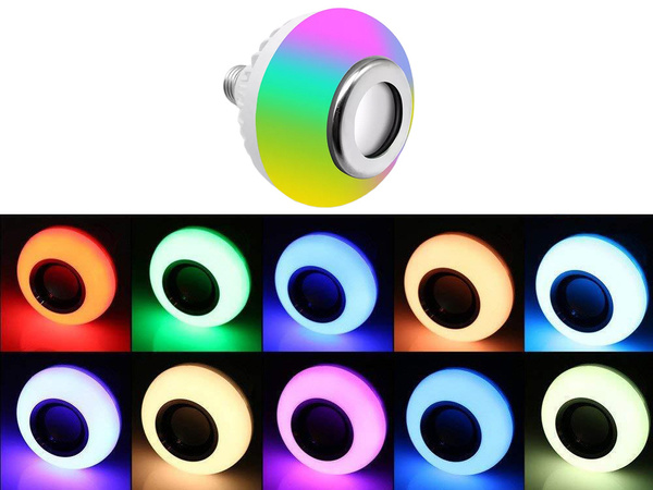 Żarówka kolorowa led rgb głośnik bluetooth pilot