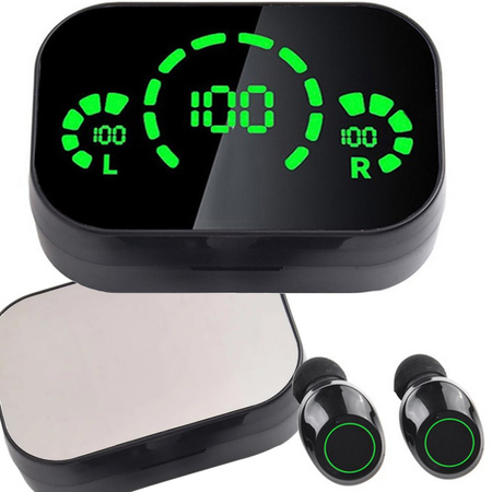Słuchawki douszne bluetooth bezprzewodowe z etui ładującym led i mikrofonem