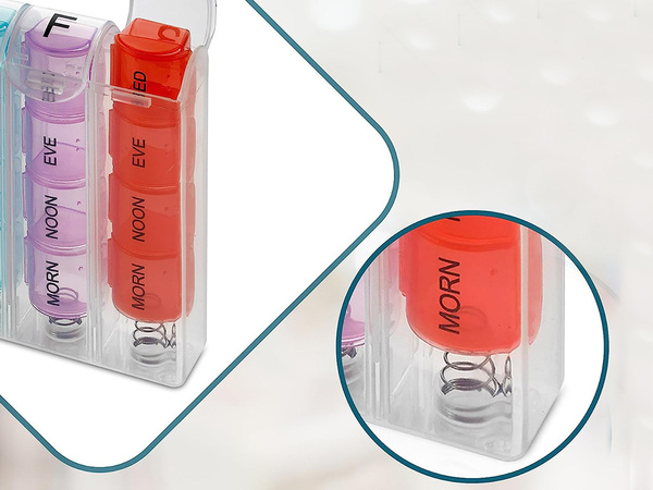 Pojemnik na leki tabletki pudełko tygodniowy pory dnia lekarstwa kasetka