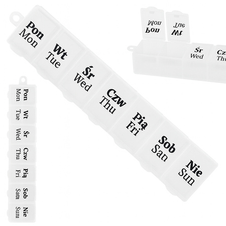 Pojemnik na leki tygodniowy lekarstwa kasetka organizer na suplementy 7 dni