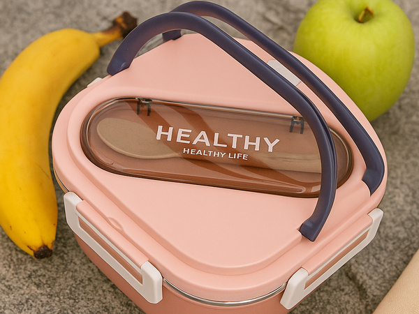 Śniadaniówka z przegródkami pojemnik sztućce lunchbox do mikrofali 1000ml