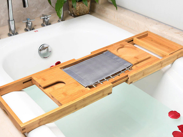 Półka na wanne regulowana duża bamboo spa nakładka