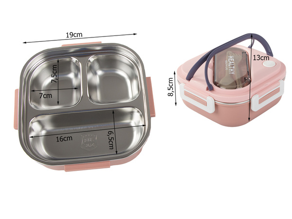 Śniadaniówka z przegródkami pojemnik sztućce lunchbox do mikrofali 1000ml