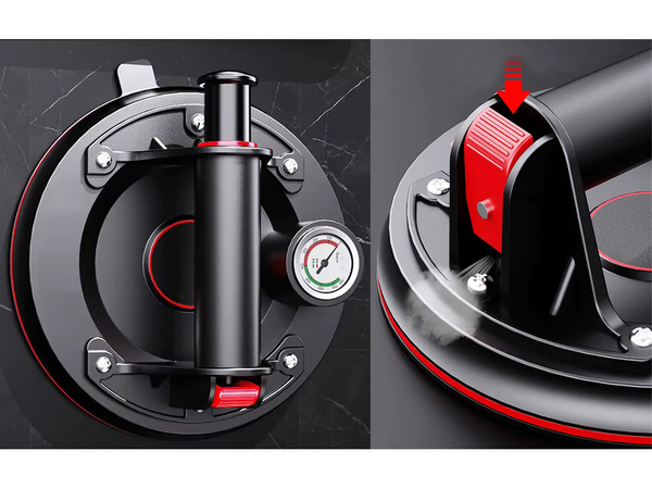 Przyssawka próżnowa uchwyt do płytek glazury szyb z manometrem pompką 200kg