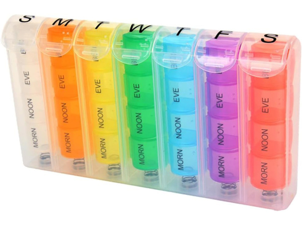Pojemnik na leki tabletki pudełko tygodniowy pory dnia lekarstwa kasetka