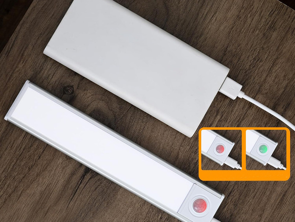 Lampka samoprzylepna listwa podszafkowa usb 30cm klips do szafy czujnik
