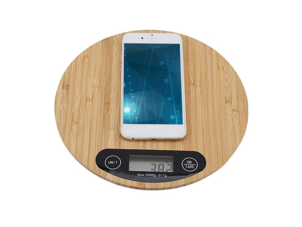 Waga kuchenna bambusowa elektroniczna lcd domowa płaska dotykowa do 5kg