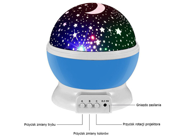 Projektor gwiazd star master koło lampka nocna