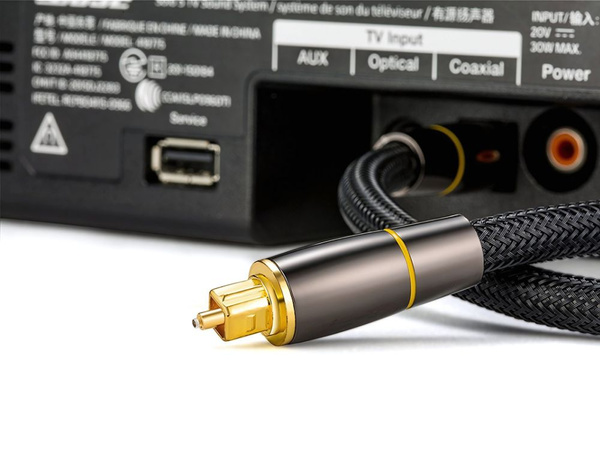 Kabel przewód optyczny 2m oplatany toslink digital hq pozłacane końcówki