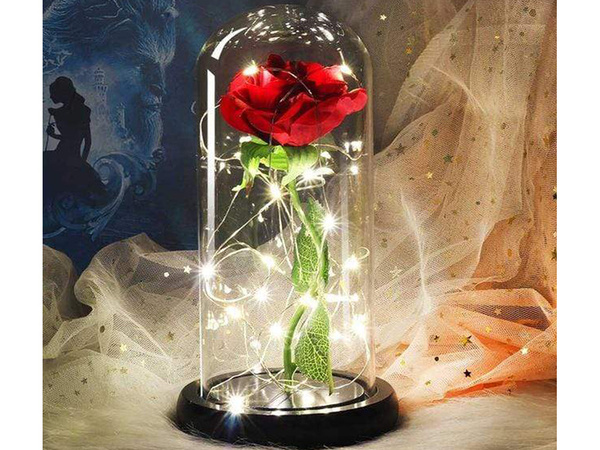 Wieczna róża w szkle czerwona prezent led świecąca na okazję dla kobiet