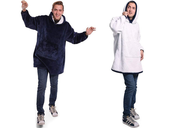 Ciepła bluza koc oversize xxl 2w1 gruba futrzak