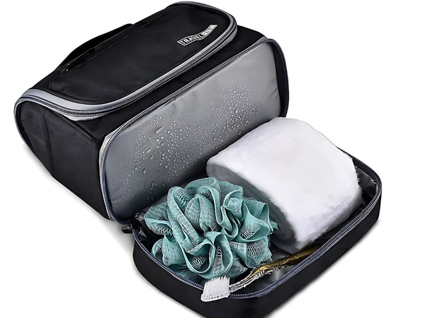 Kosmetyczka podróżna ogranizer z haczykiem duża unisex wodoodporna czarna