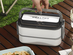 Śniadaniówka z przegródkami piętrowy pojemnik xxl sztućce lunchbox 1400ml